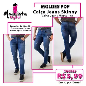 Imagem principal do produto Moldes PDF Calça Jeans Skinny Masculina