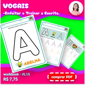 Imagem de capa para o Ebook VOGAIS  - Para Enfeitar e Treinar a Escrita.  - Workbook #L15