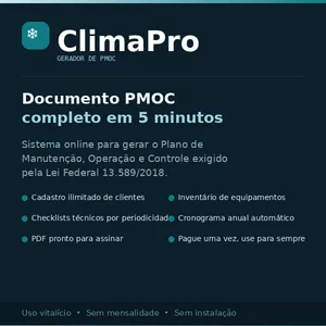 Imagem do curso Gerador de PMOC - Sistema Completo para Climatização | Uso Vitalício