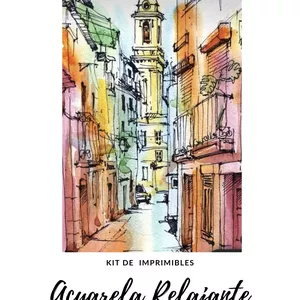 Imagen de portada para Ebook Acuarela Relajante-Kit de Imprimibles de bocetos para sanar con Acuarela