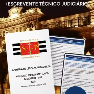 Imagem de capa para o Ebook Apostila de Legislação Mapeada 2025 - TJSP (Escrevente Técnico Judiciário) 