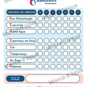 Imagem de capa para o Ebook Controle de Hábitos Semanal  BEM ESTAR - 8 Remédios Naturais - Arte para impressão