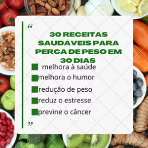 Imagem de capa para o Ebook 30 receitas saudáveis para perca de peso em 30 dias