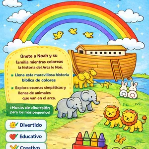 Imagen de portada para Ebook Libro de Colorear con una historia biblica de el arca de noé adaptada para Niños: Diversión y Aprendizaje en PDF