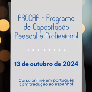 Imagem de capa para o Evento online PROCAP CURSO ONLINE - Programa de Capacitação Pessoal e Profissional - 13.10.2024