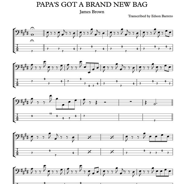 PAPAS GOT A BRAND NEW BAG (James Brown) Bass Score & Tab Lesson - Edson Renato Vitti Barreto ...