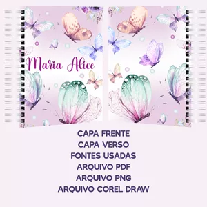 Imagem de capa para o Ebook Caderneta Borboletas Lilás para impirmir arquivo digital