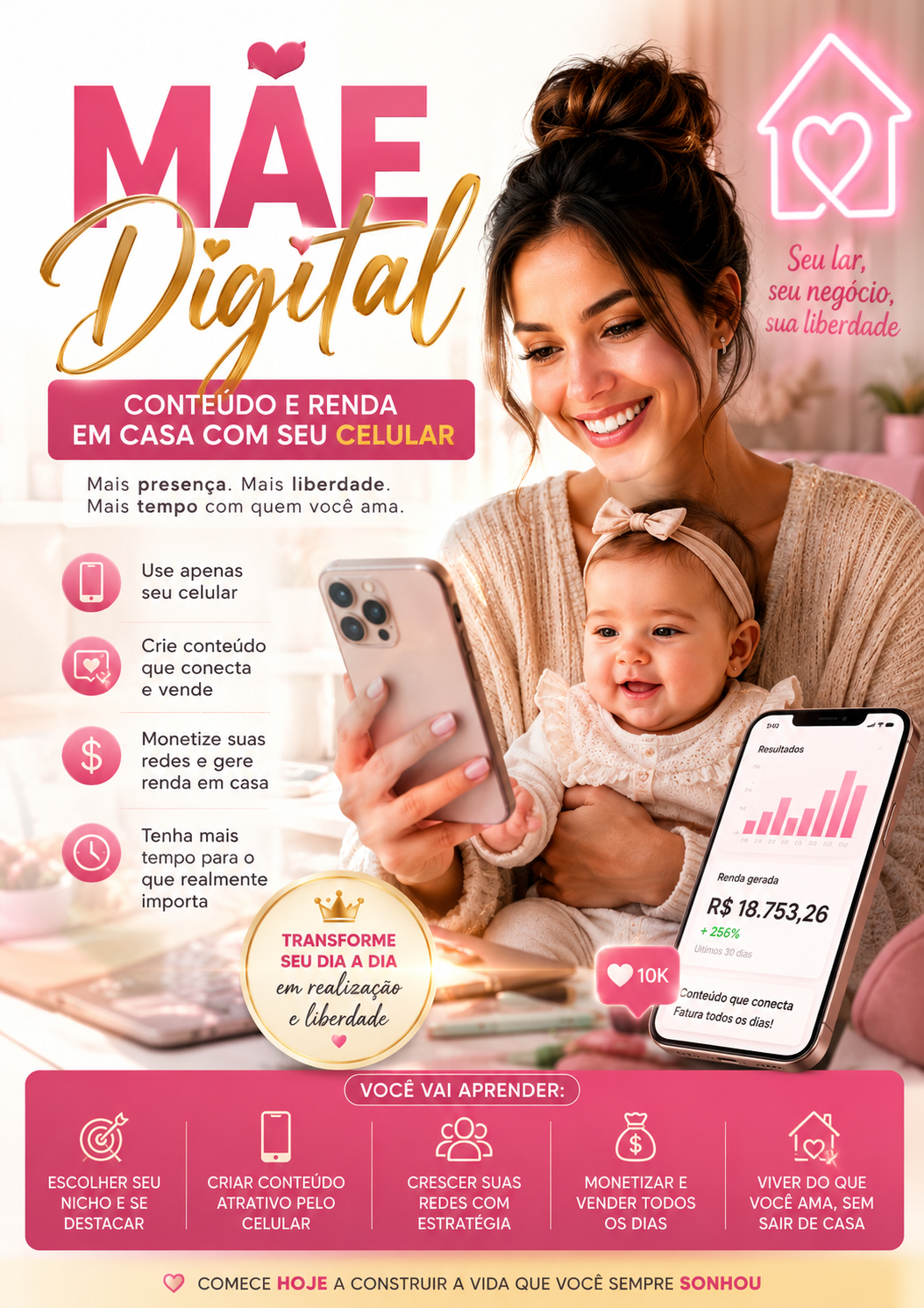 Imagem do curso Mãe Digital: Conteúdo e Renda em Casa com Seu Celular