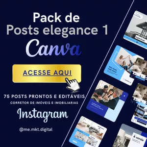 Imagem de capa para o Curso online Pack Imobiliária | Corretor de imóveis - Com 75 Posts editáveis no Canva