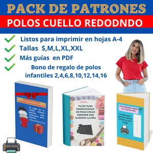 Imagen de portada para Curso online PACK DE PATRONES DE POLOS CUELLO REDONDO UNISEX.
