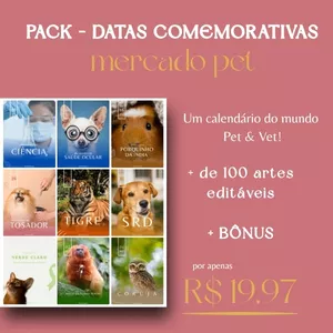Imagem de capa para o Ebook Canva Pack Datas Comemorativas | Mercado Pet e Vet