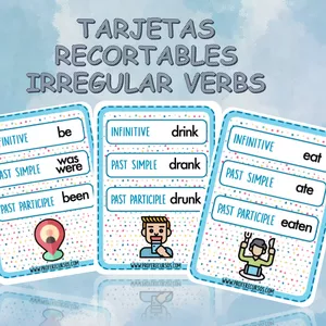 Cover image for Ebook Tarjetas recortables con verbos irregulares de ingles