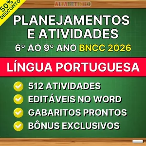 Imagem do curso LÍNGUA PORTUGUESA - Planejamentos e Atividades - 6º ao 9º ano - BNCC 2026