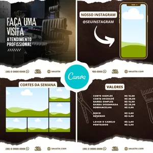 ARTES PARA BARBEARIA (CANVA)