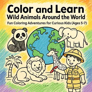 Cover image for Ebook  Color and Learn: Wild Animals Around the World Fun Coloring Adventures for Curious Kids (Ages 5–7)
