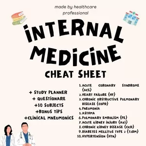 Cover image for Ebook Internal Medicine Cheat Sheets: High-Yield Guide for Students &amp; Interns with 10 topics - Study Guide + Quizzes
