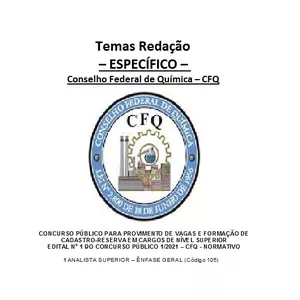 Imagem de capa para o Ebook Temas Redação  – ESPECÍFICO –  Conselho Federal de Química – CFQ 2021 - Sem Modelo de Resposta