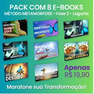 Imagem de capa para o Ebook DESBLOQUEIE SUA MENTE - Método Metamorfose (Fase 2 - Lagarta) - 8 Ebooks