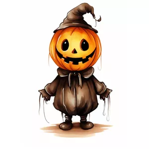 Cover image for Online course Halloween Aquarelle d’épouvantail de tête de citrouille | Download the number IA | Art number | Image number | Halloween