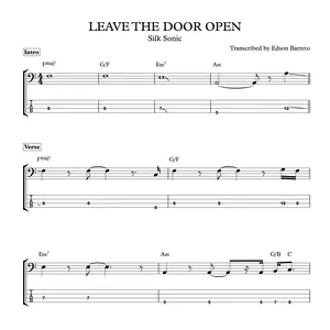 Cover image for Online course LEAVE THE DOOR OPEN (Silk Sonic) Bass Transcription, Score &amp; Tab Lesson