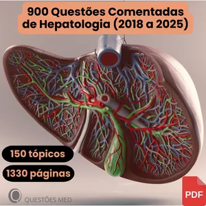 Imagem de capa para o Ebook Revisão Intensiva de Hepatologia – 900 Questões Comentadas (2018–2025) em 150 Tópicos