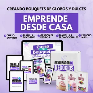 Imagen de portada para Curso online "Mega Pack Aprende, Emprende y Sorprende" (Candy Bouquets y Desayunos sorpresa)