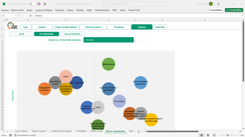Planilha Planilha de Matriz de Materialidade em Excel