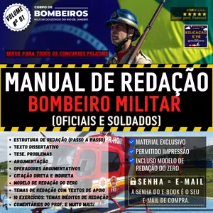 Imagem de capa para o Ebook MANUAL DE REDAÇÃO BOMBEIRO MILITAR (OFICIAIS E SOLDADOS) PARA TODO O BRASIL! 