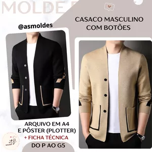 Imagem de capa para o Ebook Casaco Masculino com Botões - Molde em PDF