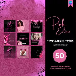 Imagem de capa para o Curso online Pink Eclipse - Templates Instagram | Pink Eclipse Canva Templates