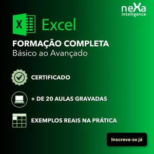 Imagem do curso FORMAÇÃO EM EXCEL - Básico ao Avançado (NEXA INTELLIGENCE) + DE 20 AULAS GRAVADAS