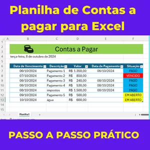 Imagem de capa para o Curso online Planilha de Contas a pagar para Excel