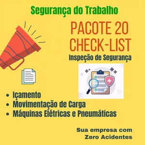 Imagem de capa para o Ebook Pacote "20 Check List" - Içamento, Movimentação de Carga,  Máquinas Elétricas e Pneumáticas
