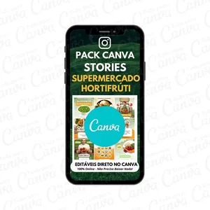 Imagem de capa para o Curso online Pack Stories Supermercado Hortifrúti - Artes Para Canva + 5 Kits Bônus