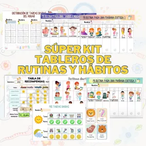 Imagen de portada para Ebook Kit Tableros imprimibles de rutina/hábitos para niños exitosos + kit de afirmaciones + regalo 