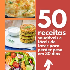Imagem de capa para o Ebook 50 receitas saudáveis e fáceis de fazer para perder peso em 30 dias