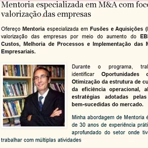 Imagem de capa para o Serviço online Mentoria e Consultoria especializada para empresarios, CEOS e Dirigentes em geral