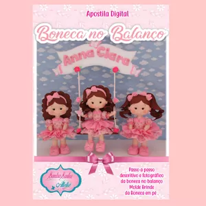 Imagem de capa para o Ebook Apostila Digital Boneca no Balanço em feltro.