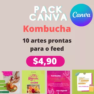Imagem de capa para o Ebook Canva pack kombucha 