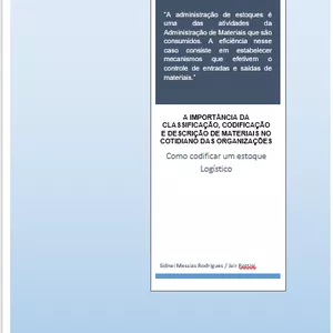 Imagem de capa para o Ebook Codificação de estoque