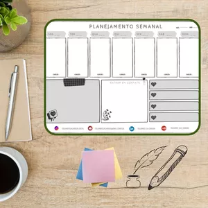 Imagem de capa para o Curso online Planner semanal - layout fundo branco com cinza e corações