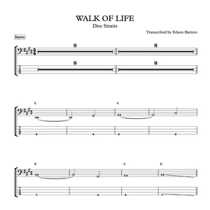 Cover image for Online course WALK OF LIFE (Dire Straits) Bass Transcription, Score &amp; Tab Lesson