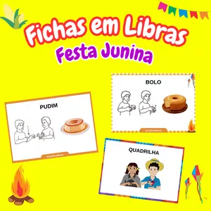 Imagem de capa para o Ebook Fichas em Libras - Festa Junina - Língua Brasileira de Sinais (Libras) 