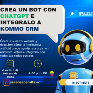 Imagen de portada para Evento online Crea un Bot con ChatGPT e integralo a Kommo CRM