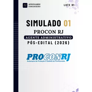 Imagem de capa para o Ebook 07 Simulados Comentados Procon RJ - Agente Administrativo (Pós edital 2026)
