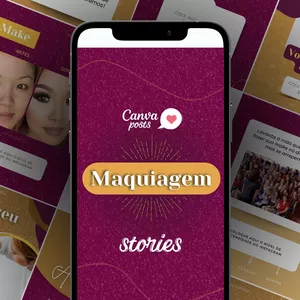 Imagem de capa para o Curso online Canva Posts - MAQUIAGEM MAKE - 110 Templates Stories