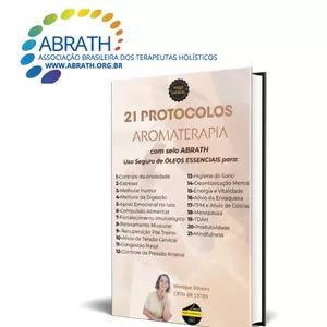 Imagem de capa para o Ebook 21 PROTOCOLOS AROMATERAPIA com selo ABRATH