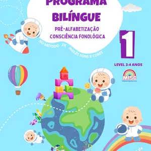 Imagem de capa para o Ebook Programa Bilíngue Sons e Cores – Level 1 (3 a 4 anos) Pré-alfabetização + Bônus: Planner Bilíngue (40 semanas = 1 ano de atividades)