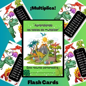 Imagen de portada para Ebook MULTIPLICACIÓN FLASH CARDS ¨Aprendiendo las tablas de multiplicar¨ DINOSAURIOS