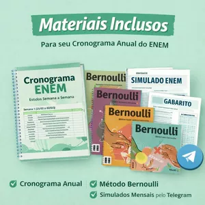 Imagem de capa para o Ebook Combo Enem: Cronograma anual + Planilha + apostilas Bernoulli + Simulados 